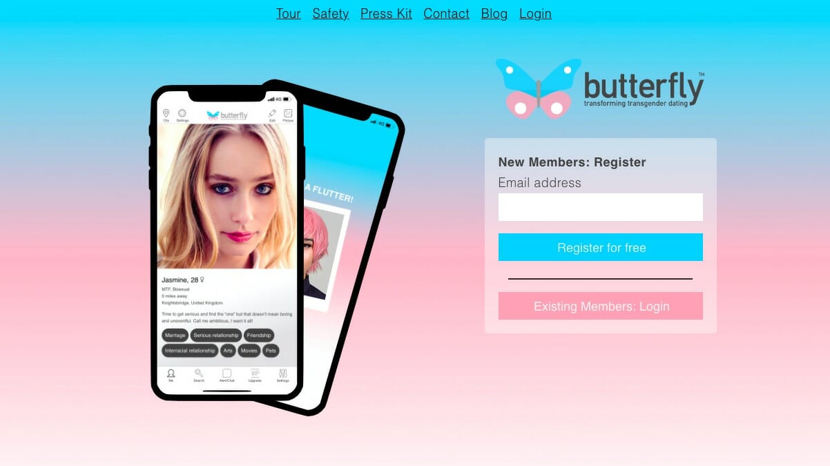 Butterfly.dating main page
