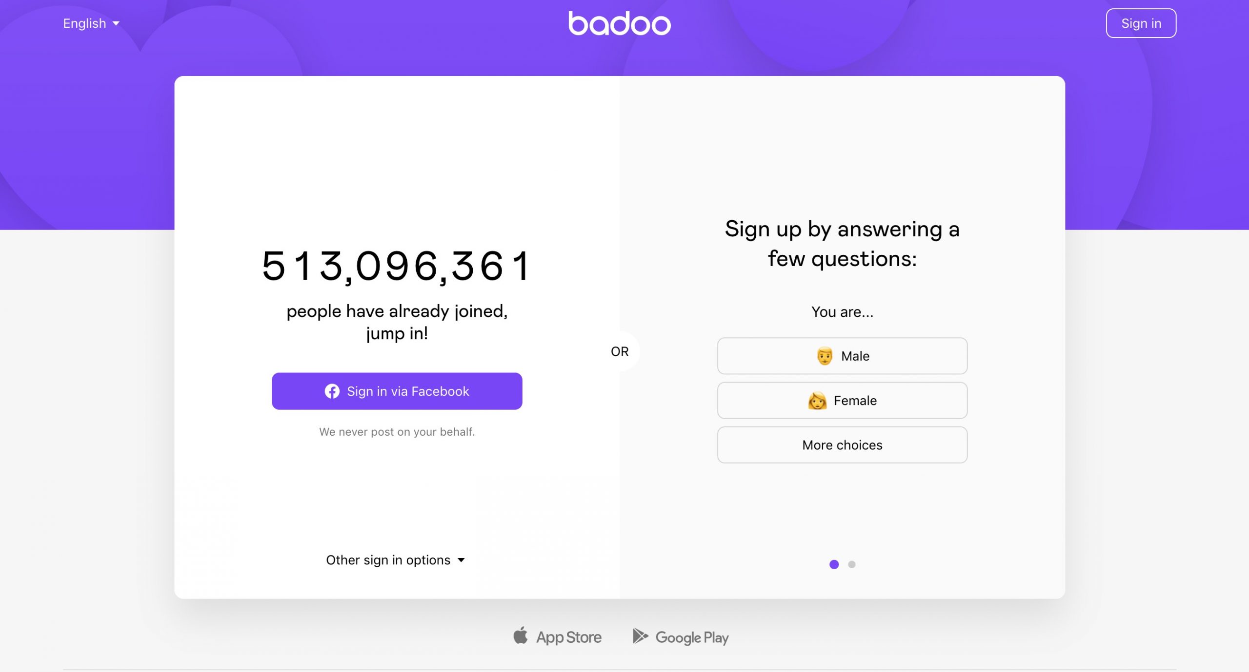 Badoo main page