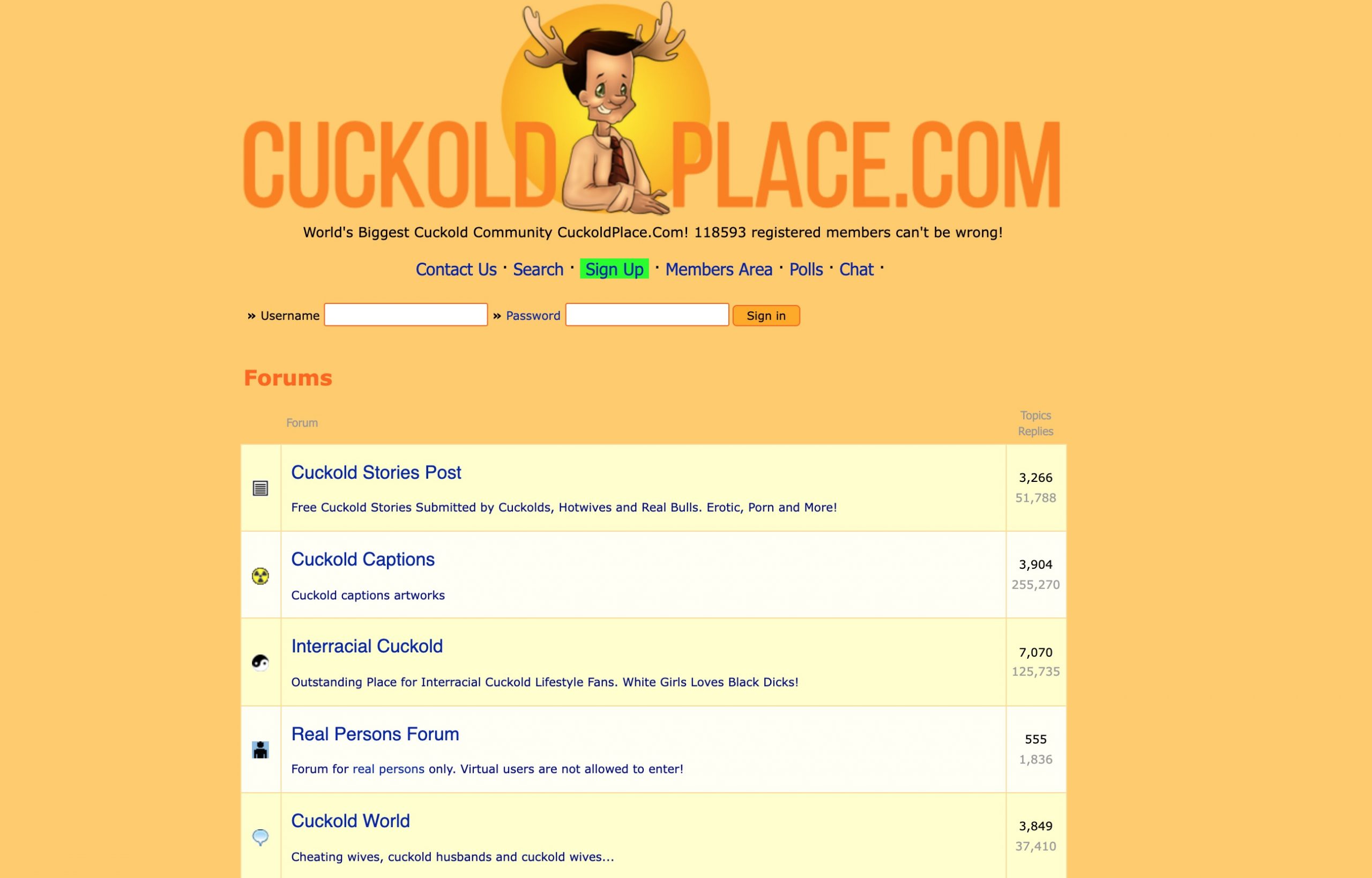 CuckoldPlace main page