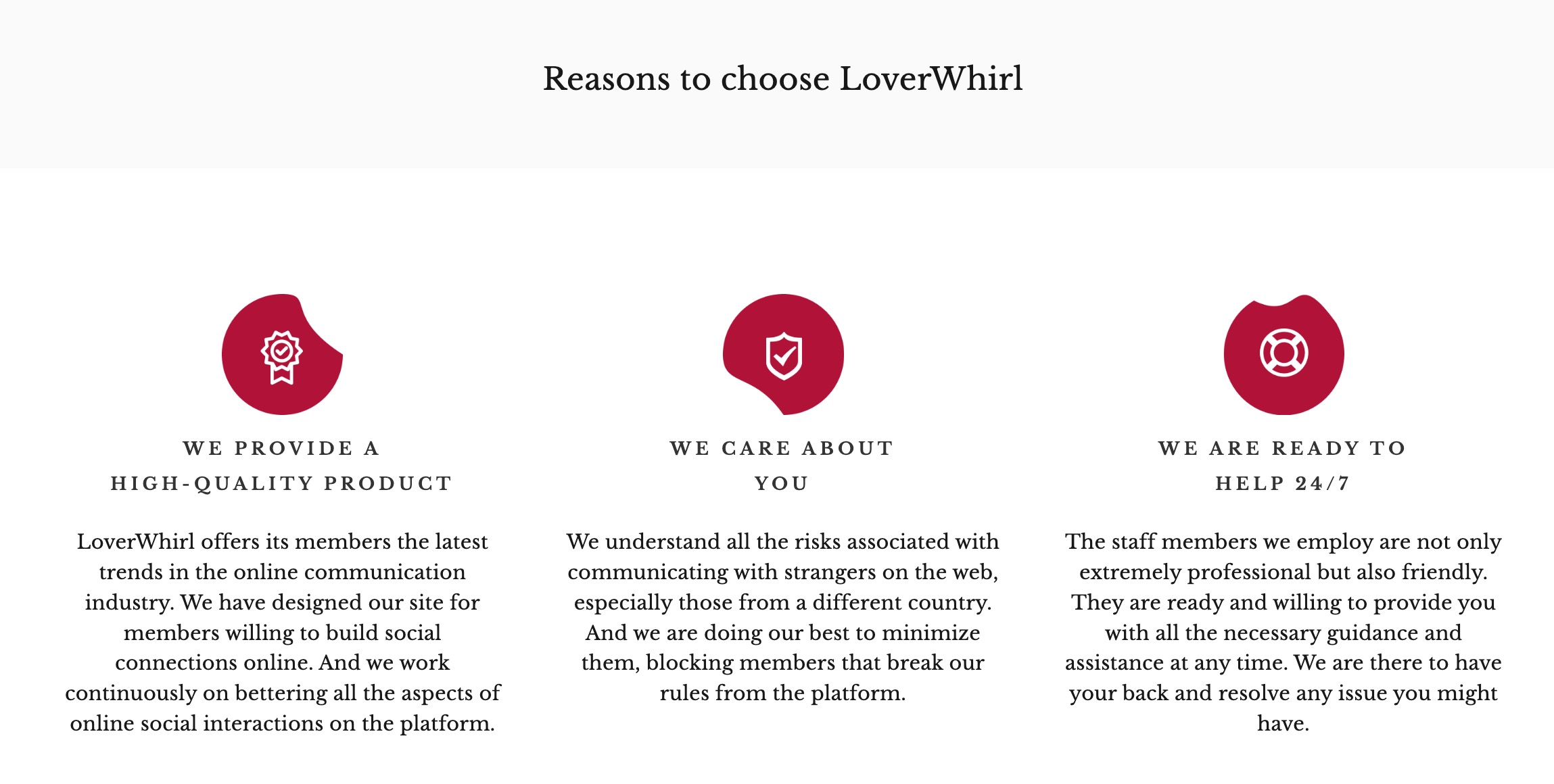 LoverWhirl features